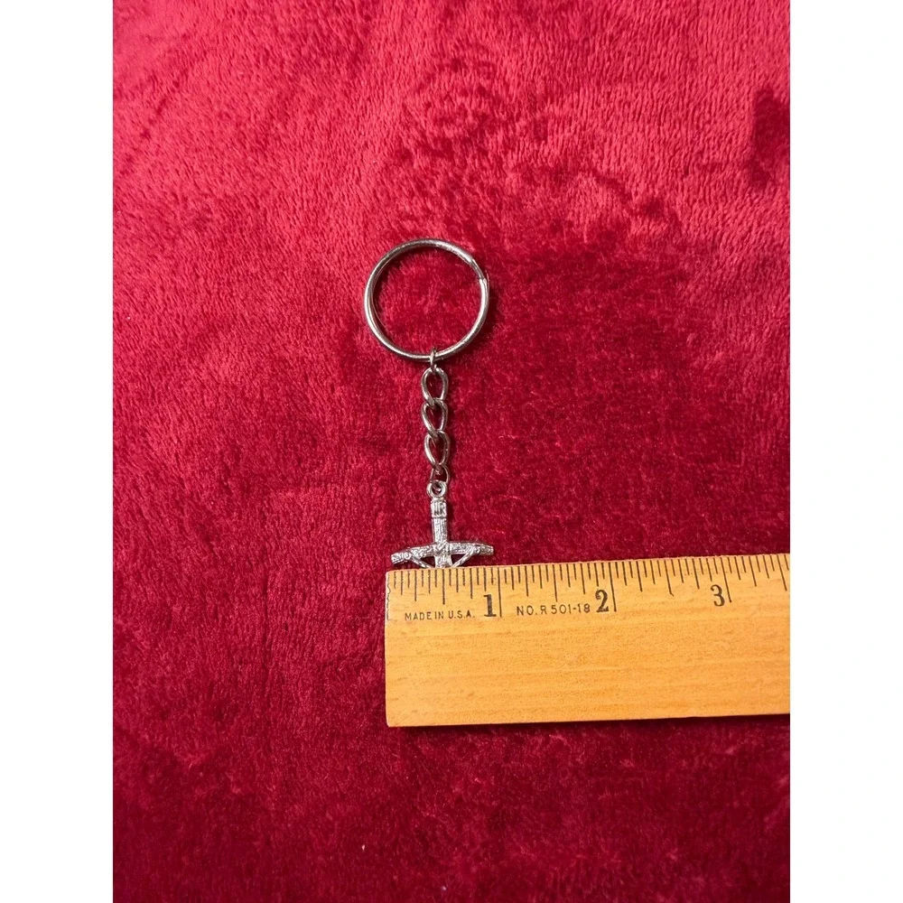 Silver Tone Crucifix Keychain Religious Christian Jesus Cross INRI Key Ring